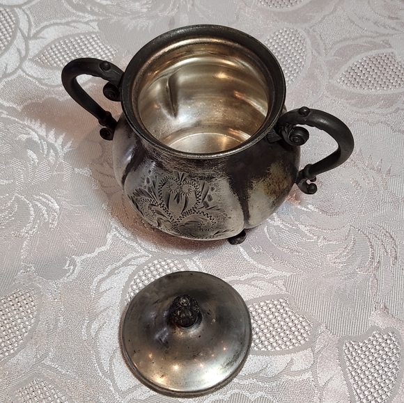 Set Of 4×silver plated sugar and creamer set. By Van Bergh Rochester NY. - Picture 3 of 15